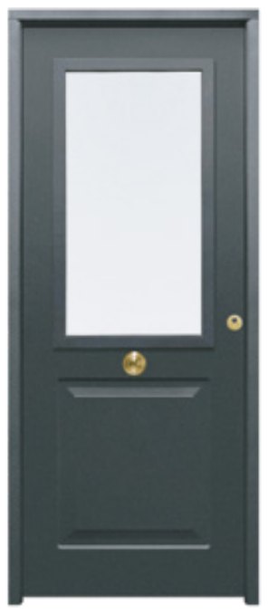 THT Saga 100 Cristal modelo Clásica-CR, puerta metálica gris con cristal