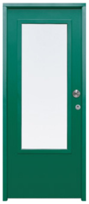 THT Saga 100 Cristal modelo M1110-CR, puerta metálica verde con cristal lateral