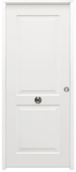 THT Saga M-100 modelo Clásico, puerta metálica blanca con cuarterones