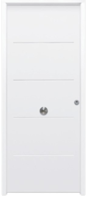 THT Saga 100 modelo 1105, puerta metálica lisa con grecas horizontales