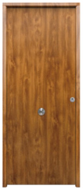 THT Saga 100 modelo 1110, puerta metálica lisa acabado madera