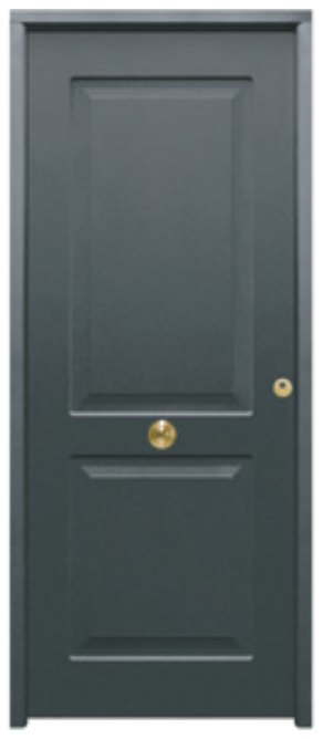 THT Saga 100 modelo Clásico, puerta metálica gris con dos cuarterones