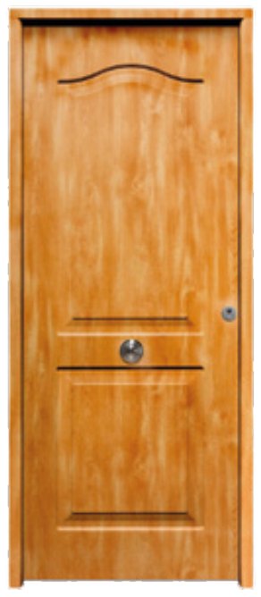 THT Saga 100 modelo Semiprovenzal, puerta metálica acabado madera